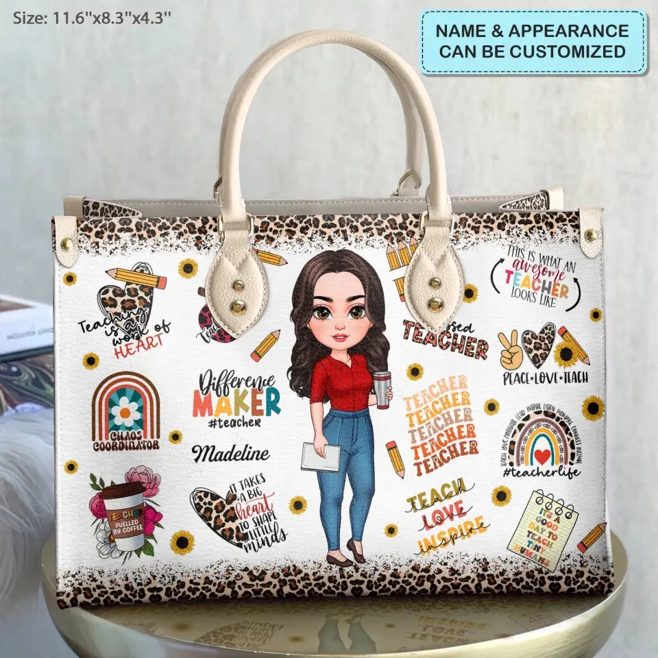 Personalized Custom Leather Bag - Teacher's Day, Birthday Gift For Teacher - Teacher Mode On