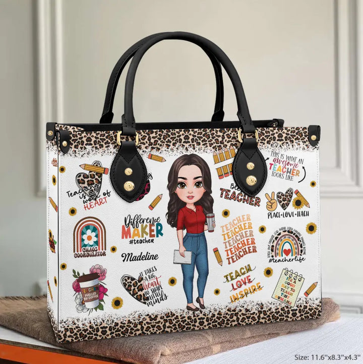Personalized Custom Leather Bag - Teacher's Day, Birthday Gift For Teacher - Teacher Mode On