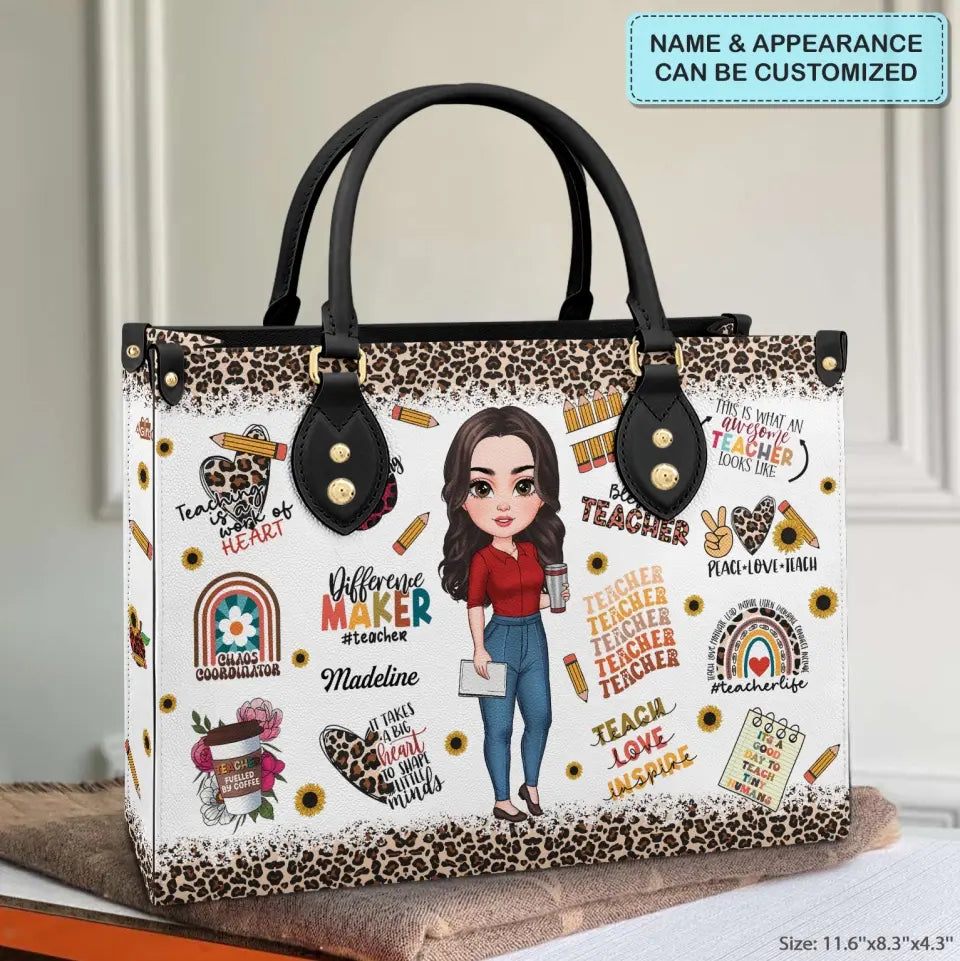 Personalized Custom Leather Bag - Teacher's Day, Birthday Gift For Teacher - Teacher Mode On