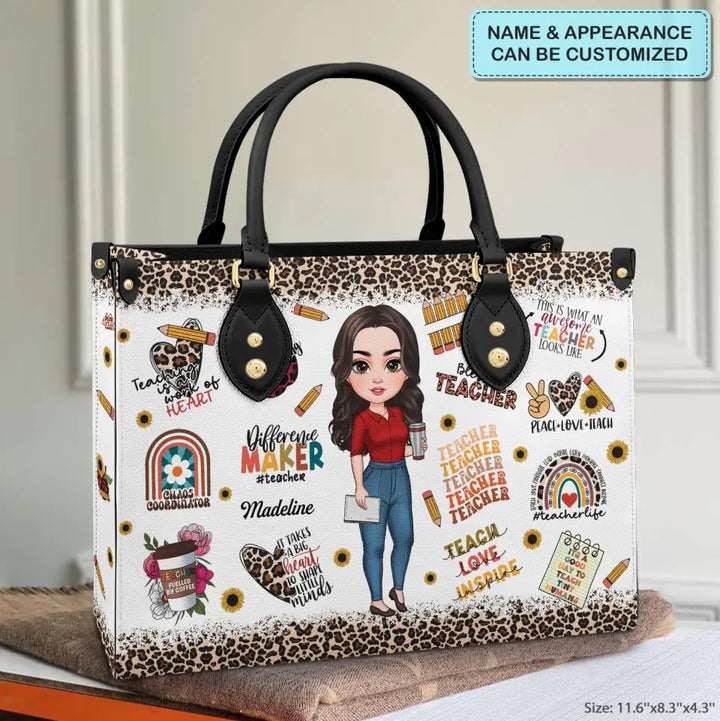 Personalized Custom Leather Bag - Teacher's Day, Birthday Gift For Teacher - Teacher Mode On