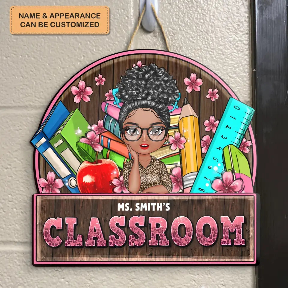Personalized Custom Door Sign - Welcoming, Birthday, Teacher's Day Gift For Teacher - Welcome To My Class Floral