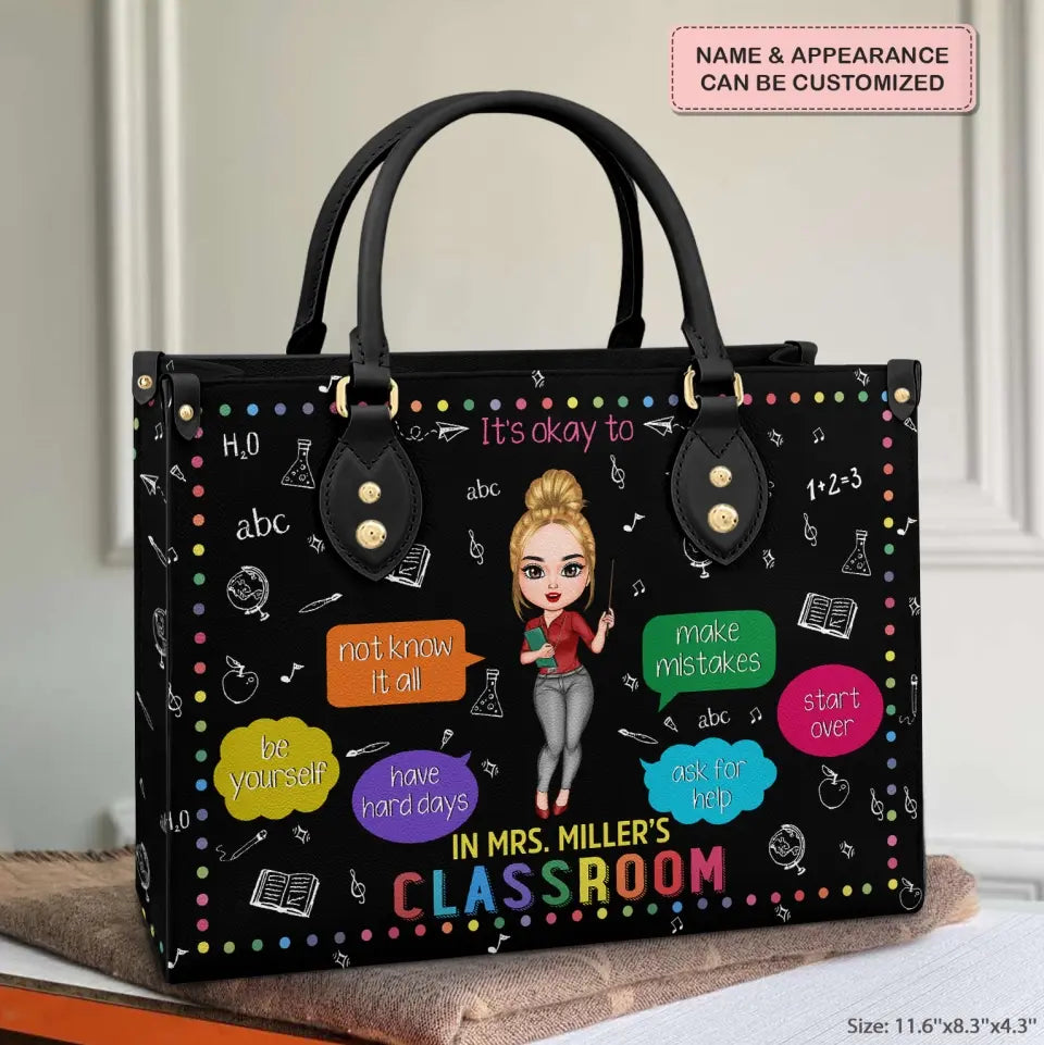 Personalized Custom Leather Bag - Teacher's Day, Birthday Gift For Teacher - It's Okay To Make Mistakes