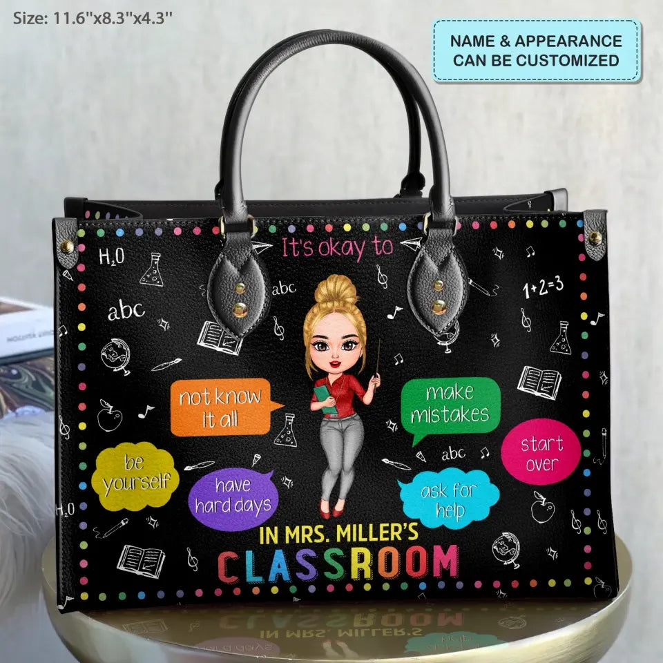 Personalized Custom Leather Bag - Teacher's Day, Birthday Gift For Teacher - It's Okay To Make Mistakes