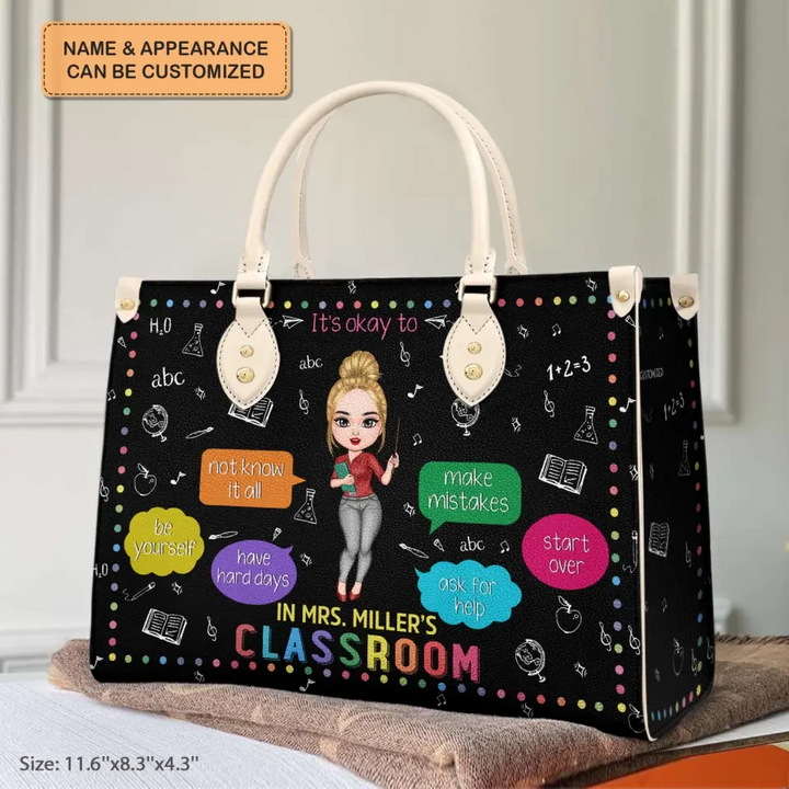 Personalized Custom Leather Bag - Teacher's Day, Birthday Gift For Teacher - It's Okay To Make Mistakes