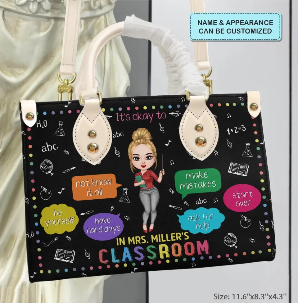 Personalized Custom Leather Bag - Teacher's Day, Birthday Gift For Teacher - It's Okay To Make Mistakes
