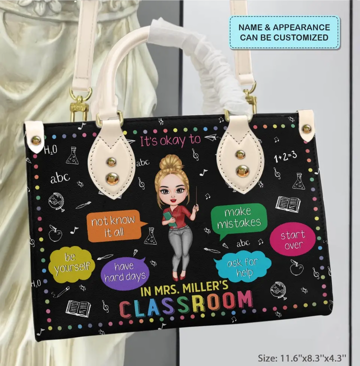Personalized Custom Leather Bag - Teacher's Day, Birthday Gift For Teacher - It's Okay To Make Mistakes