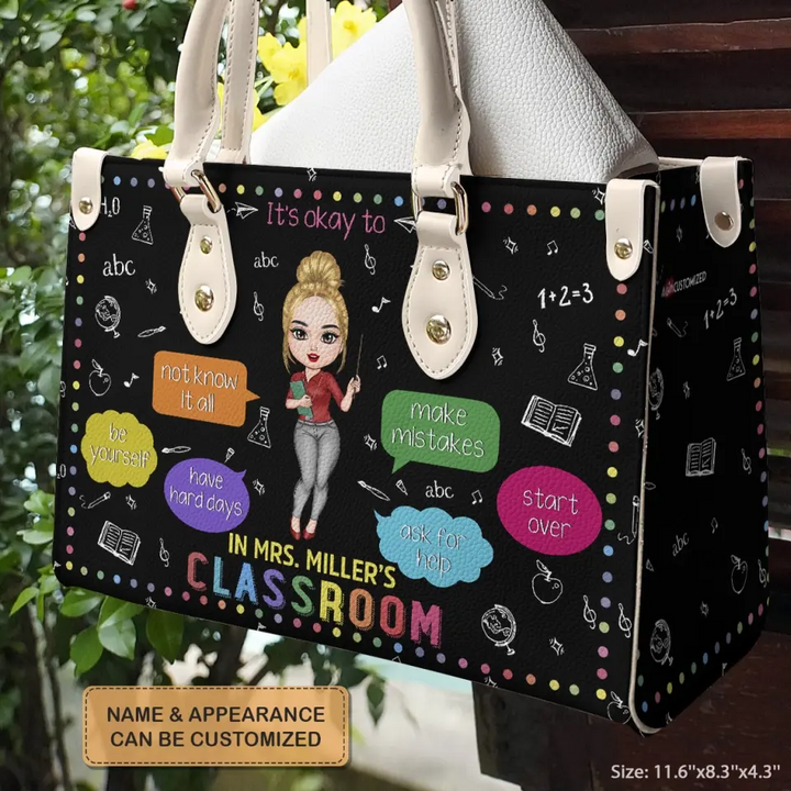 Personalized Custom Leather Bag - Teacher's Day, Birthday Gift For Teacher - It's Okay To Make Mistakes