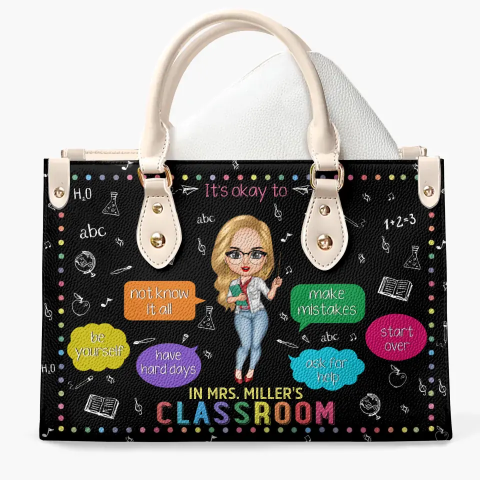 Personalized Custom Leather Bag - Teacher's Day, Birthday Gift For Teacher - It's Okay To Make Mistakes