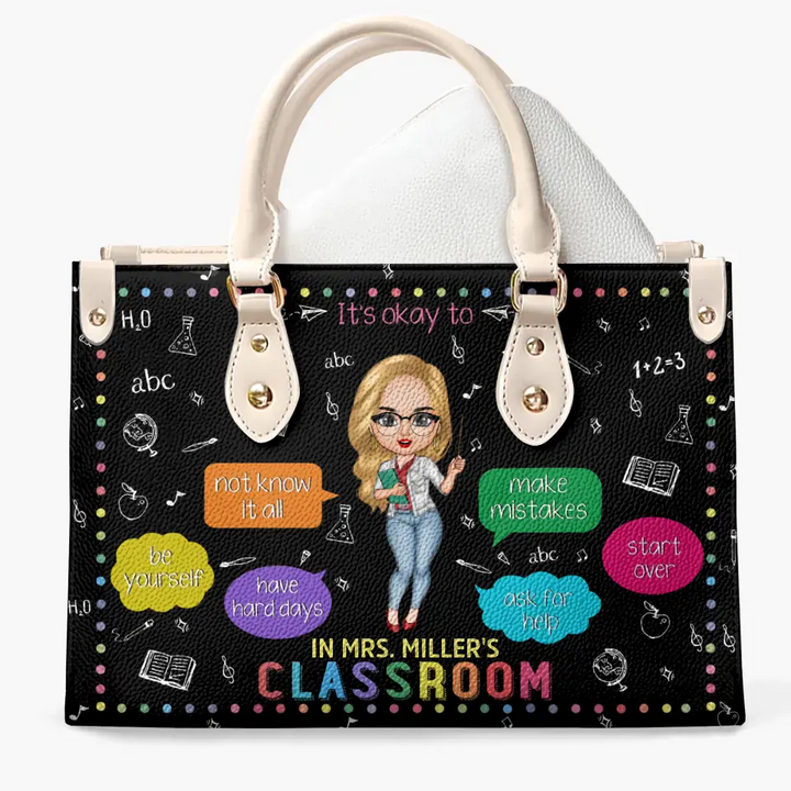 Personalized Custom Leather Bag - Teacher's Day, Birthday Gift For Teacher - It's Okay To Make Mistakes