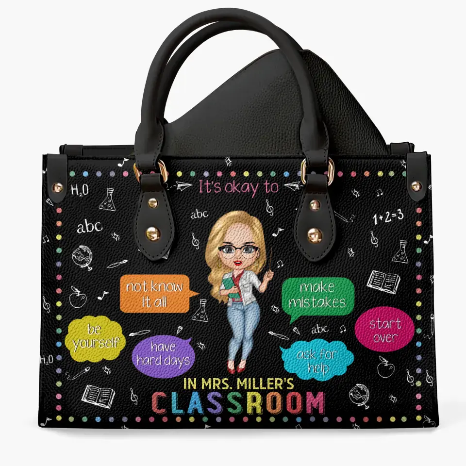 Personalized Custom Leather Bag - Teacher's Day, Birthday Gift For Teacher - It's Okay To Make Mistakes
