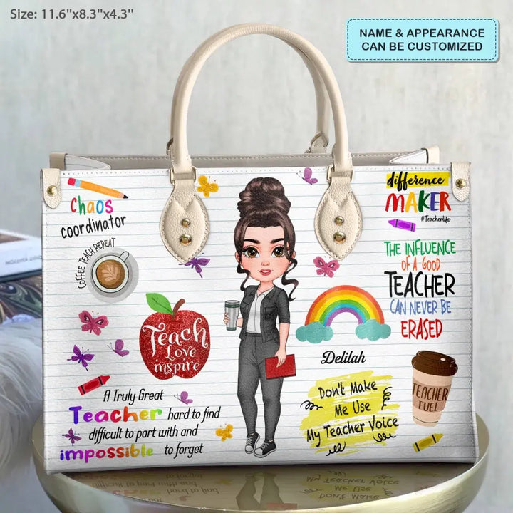 Personalized Custom Leather Bag - Birthday, Teacher's Day Gift For Teacher - Teach Love Inspire