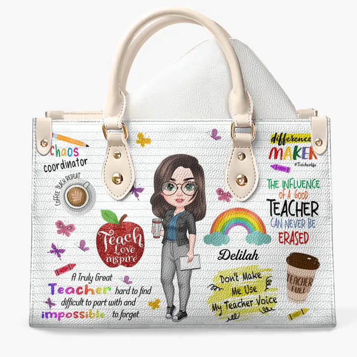 Personalized Custom Leather Bag - Birthday, Teacher's Day Gift For Teacher - Teach Love Inspire