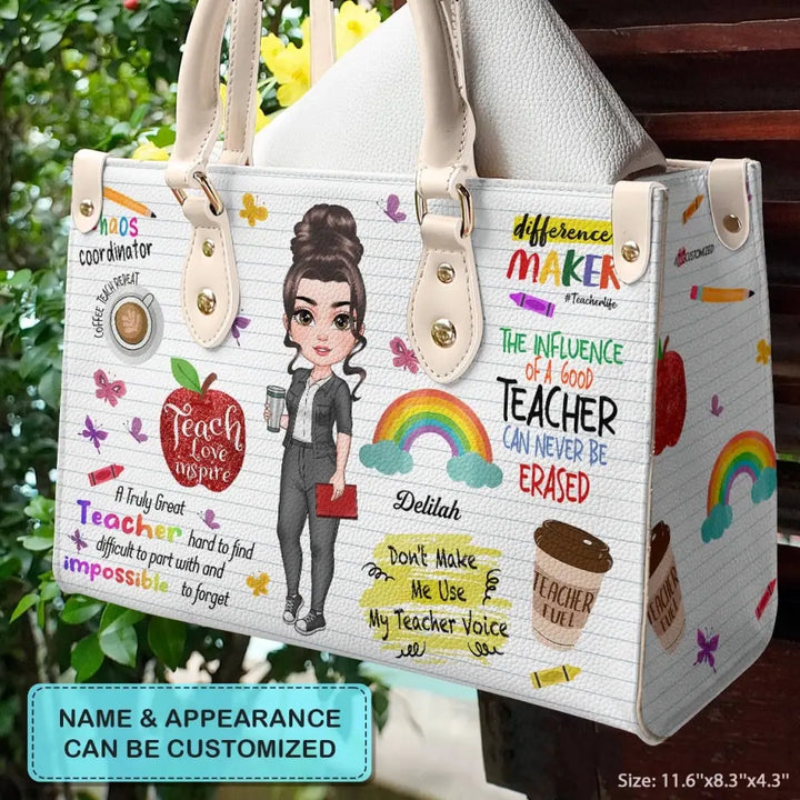 Personalized Custom Leather Bag - Birthday, Teacher's Day Gift For Teacher - Teach Love Inspire