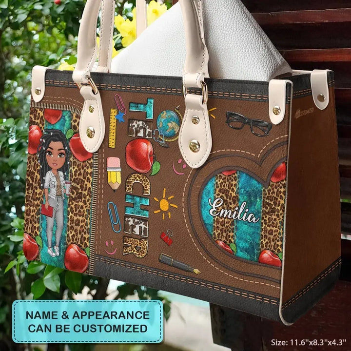 Personalized Custom Leather Bag - Teacher's Day, Birthday Gift For Teacher - Teacher Life