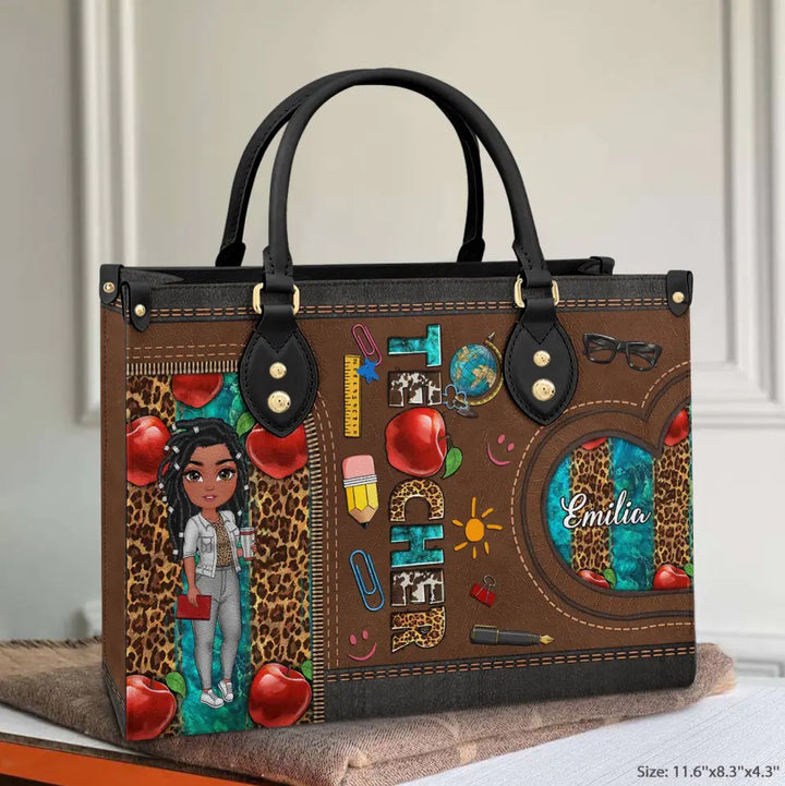 Personalized Custom Leather Bag - Teacher's Day, Birthday Gift For Teacher - Teacher Life