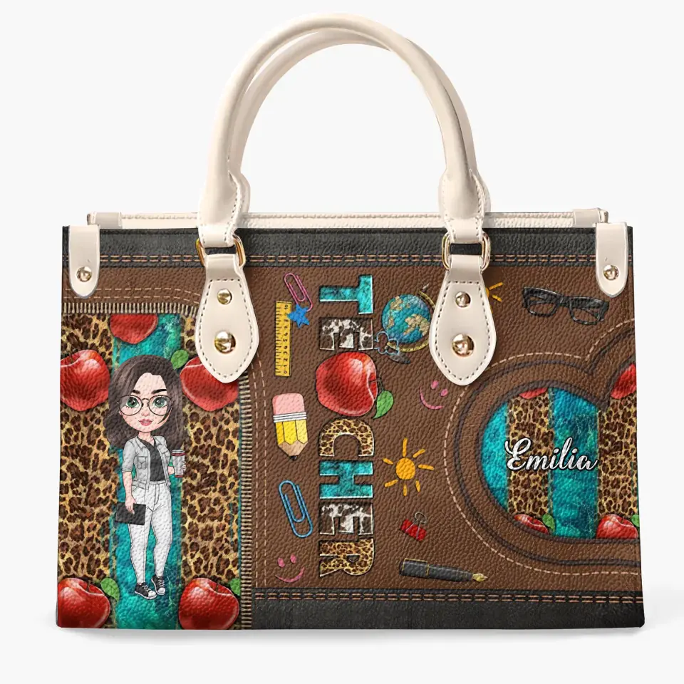 Personalized Custom Leather Bag - Teacher's Day, Birthday Gift For Teacher - Teacher Life