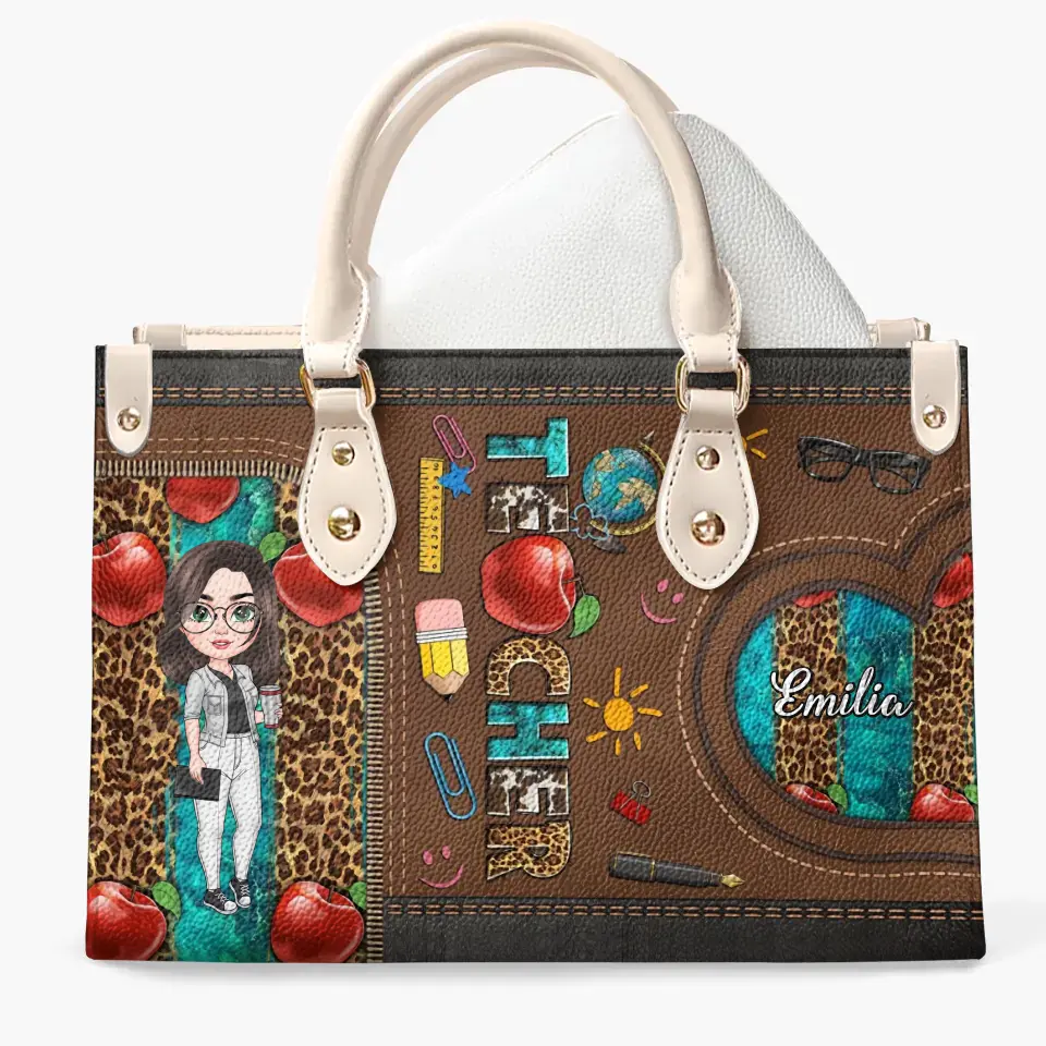 Personalized Custom Leather Bag - Teacher's Day, Birthday Gift For Teacher - Teacher Life