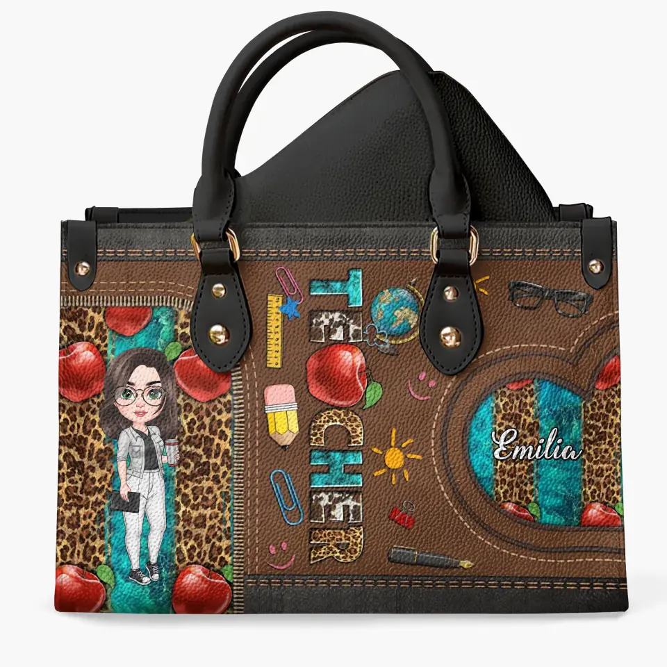 Personalized Custom Leather Bag - Teacher's Day, Birthday Gift For Teacher - Teacher Life