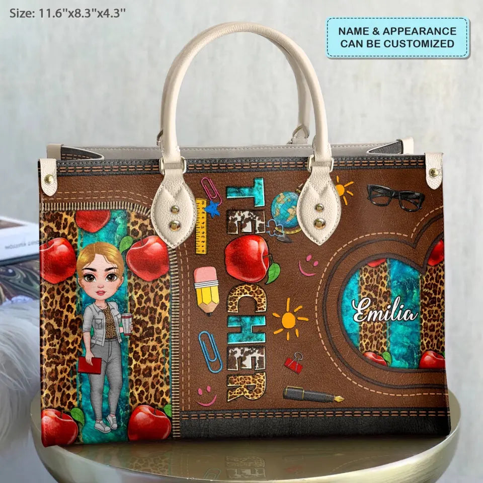 Personalized Custom Leather Bag - Teacher's Day, Birthday Gift For Teacher - Teacher Life