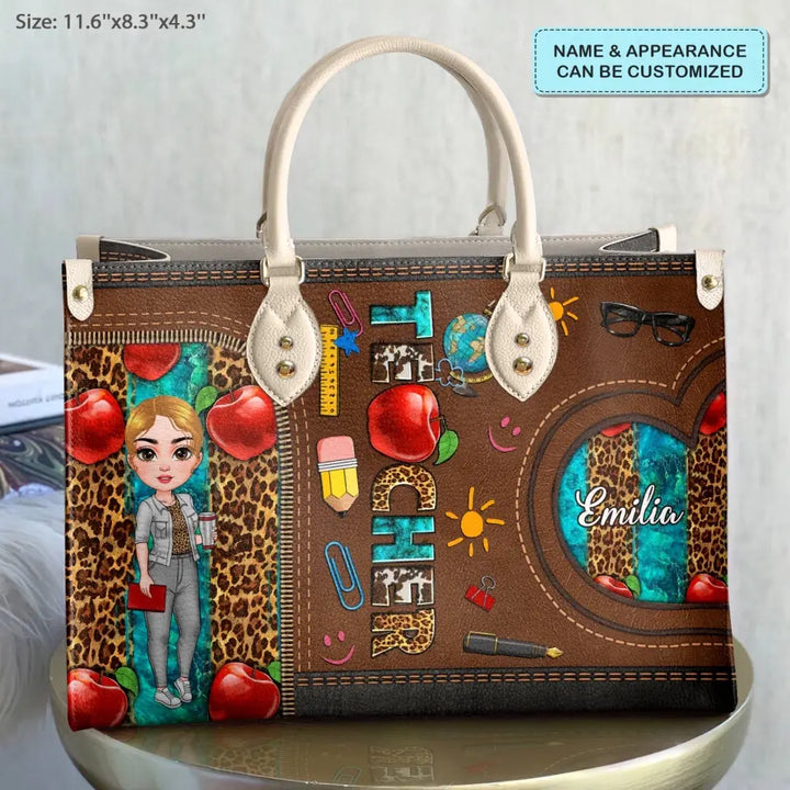 Personalized Custom Leather Bag - Teacher's Day, Birthday Gift For Teacher - Teacher Life