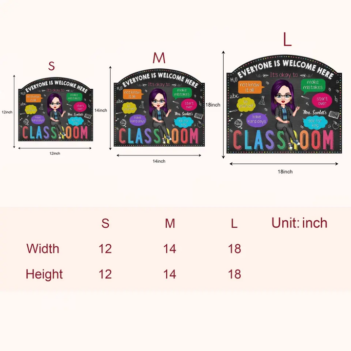 Personalized Door Sign - Welcoming, Birthday, Teacher's Day Gift For Teacher - Everyone Is Welcome Here ARND018