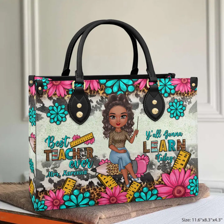 Personalized Custom Leather Bag - Teacher's Day, Birthday Gift For Teacher - Best Teacher Ever