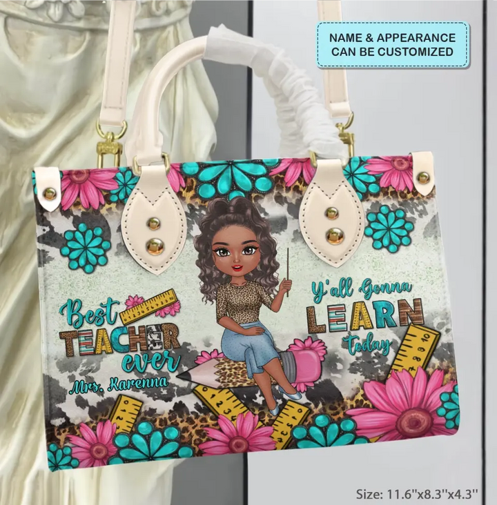 Personalized Custom Leather Bag - Teacher's Day, Birthday Gift For Teacher - Best Teacher Ever
