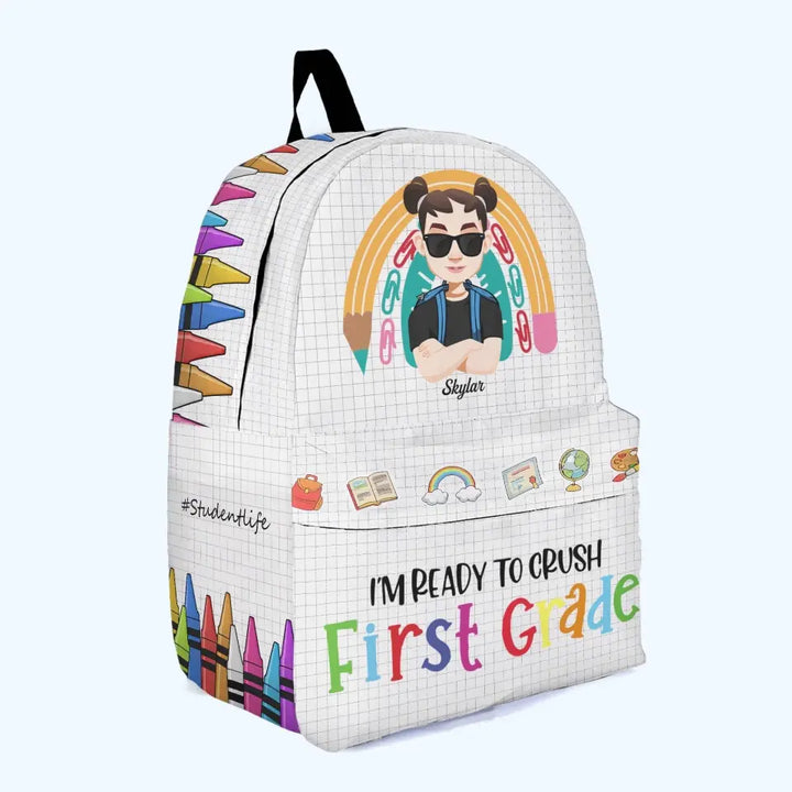 Personalized Custom Backpack - Back To School, Birthday Gift For Kindergarten, Pre-K, 1st Grade, 2nd Grade, 3rd Grade, 4th Grade, 5th Grade, 6th Grade Kid - Ready To Crush School