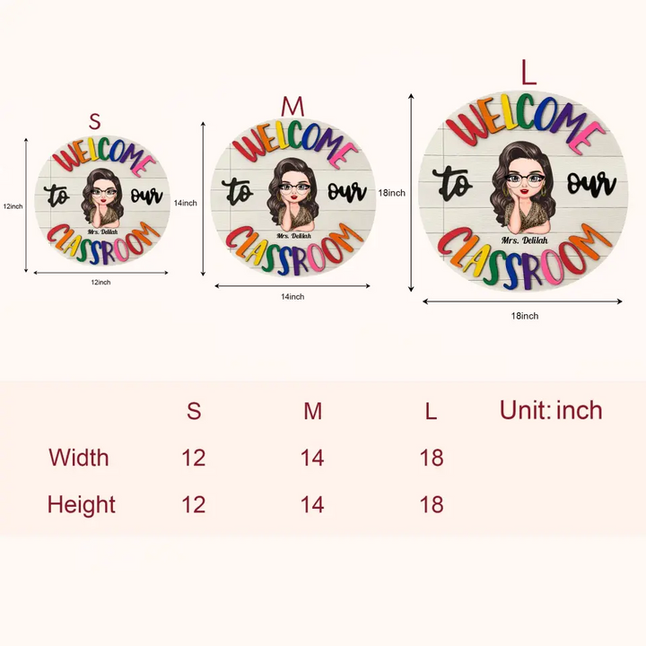 Personalized Custom Door Sign - Welcoming, Birthday, Teacher's Day Gift For Teacher - Welcome To Our Classroom