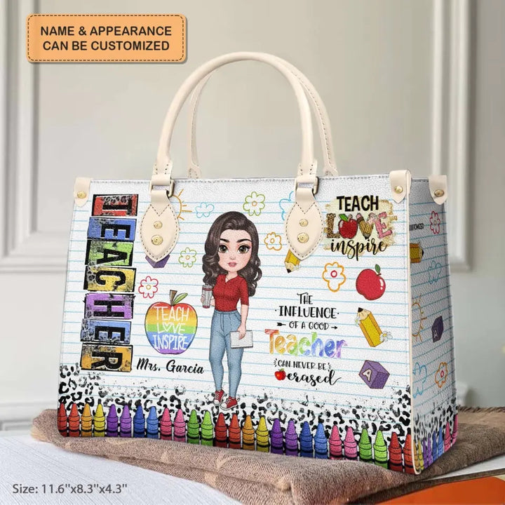 Personalized Custom Leather Bag - Teacher's Day, Birthday Gift For Teacher - Teach Love Inspire V2
