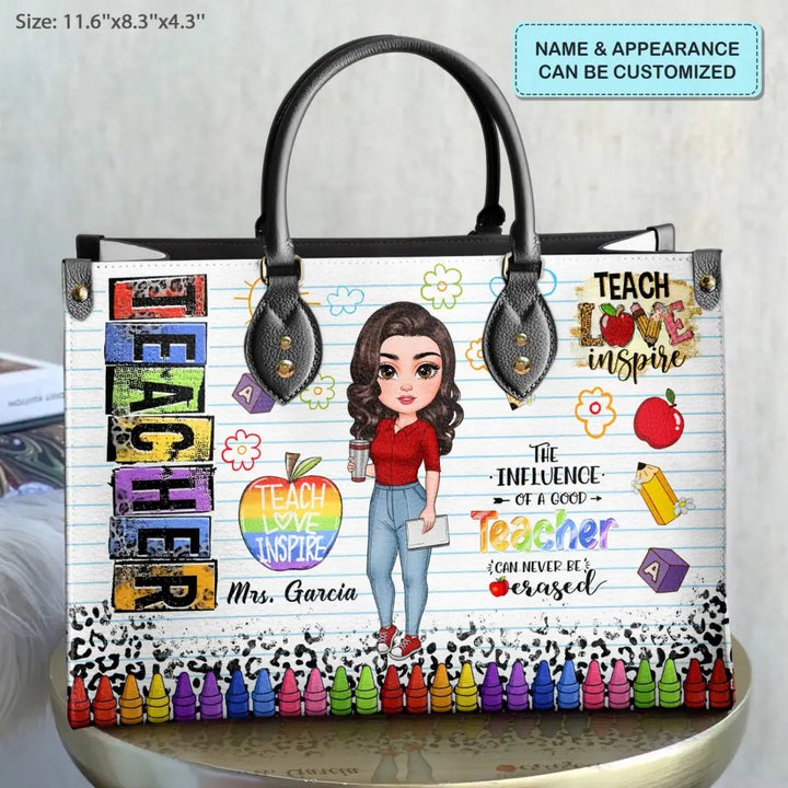 Personalized Custom Leather Bag - Teacher's Day, Birthday Gift For Teacher - Teach Love Inspire V2