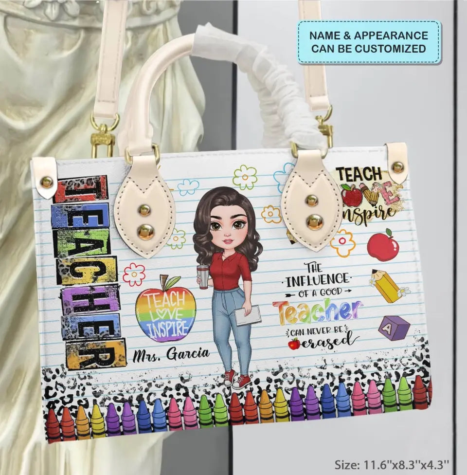 Personalized Custom Leather Bag - Teacher's Day, Birthday Gift For Teacher - Teach Love Inspire V2