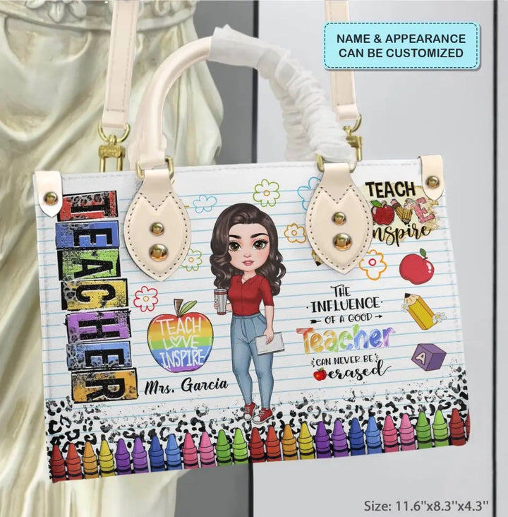 Personalized Custom Leather Bag - Teacher's Day, Birthday Gift For Teacher - Teach Love Inspire V2