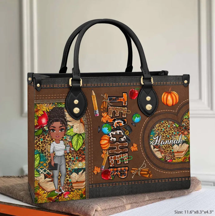 Personalized Custom Leather Bag - Teacher's Day, Birthday Gift For Teacher - Teacher Fall