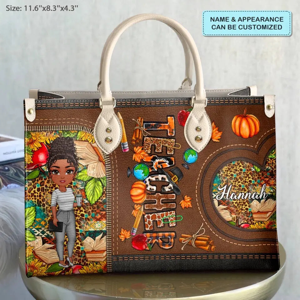 Personalized Custom Leather Bag - Teacher's Day, Birthday Gift For Teacher - Teacher Fall