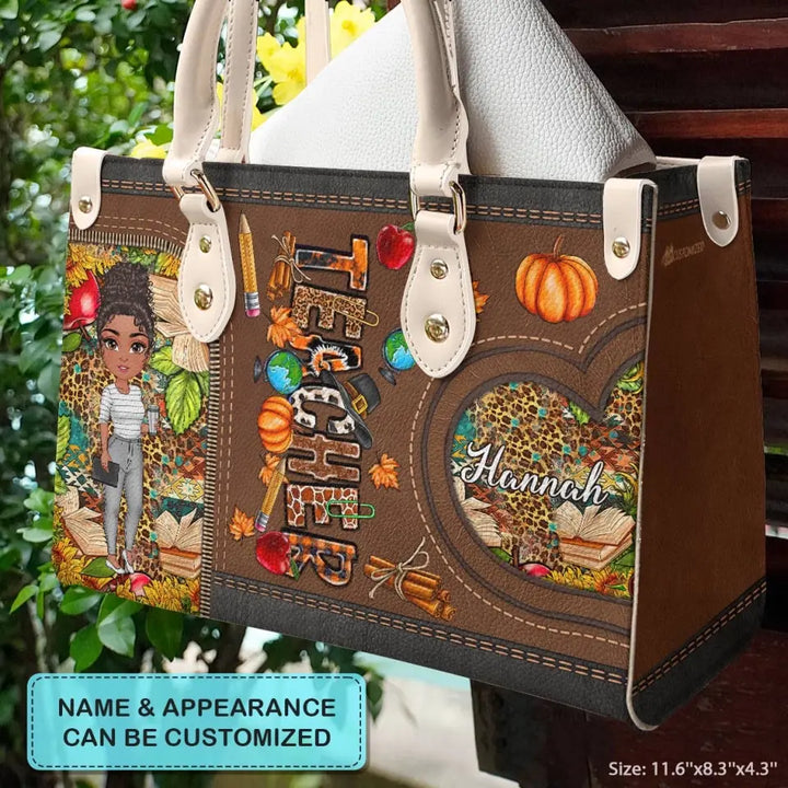 Personalized Custom Leather Bag - Teacher's Day, Birthday Gift For Teacher - Teacher Fall