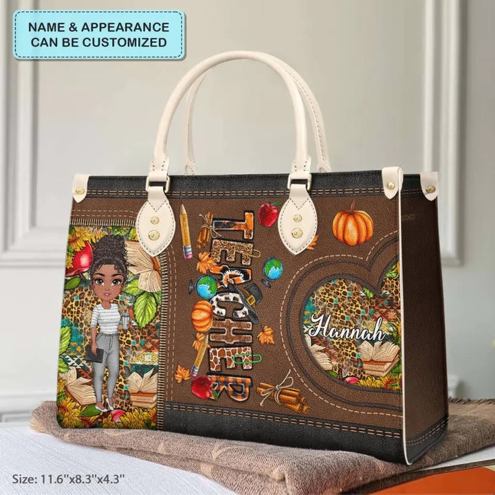 Personalized Custom Leather Bag - Teacher's Day, Birthday Gift For Teacher - Teacher Fall