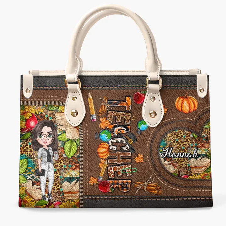 Personalized Custom Leather Bag - Teacher's Day, Birthday Gift For Teacher - Teacher Fall