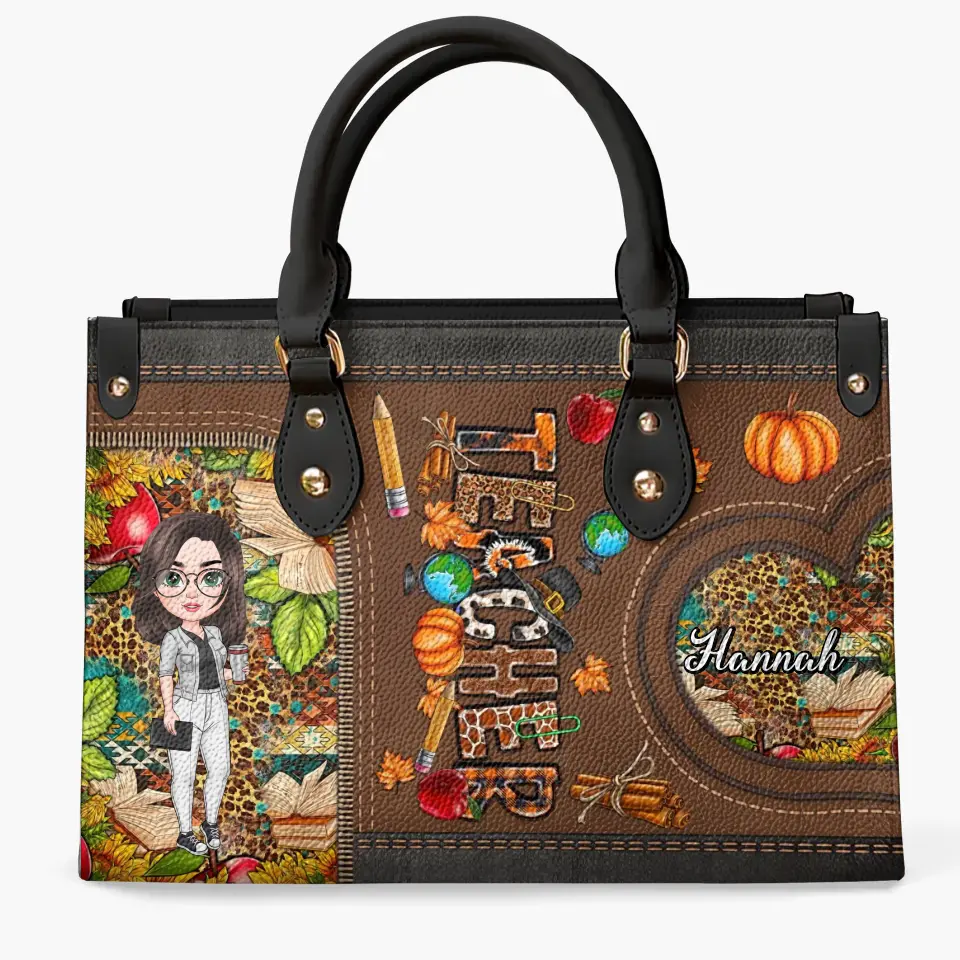 Personalized Custom Leather Bag - Teacher's Day, Birthday Gift For Teacher - Teacher Fall