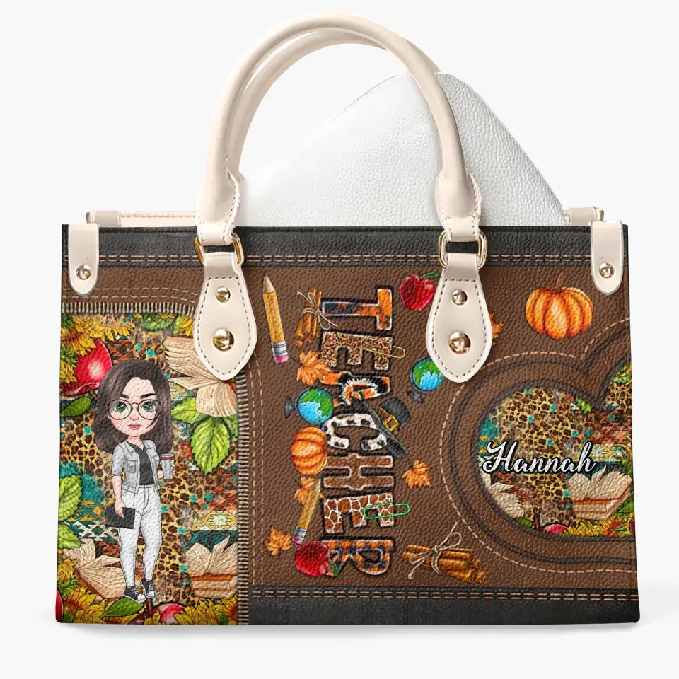 Personalized Custom Leather Bag - Teacher's Day, Birthday Gift For Teacher - Teacher Fall