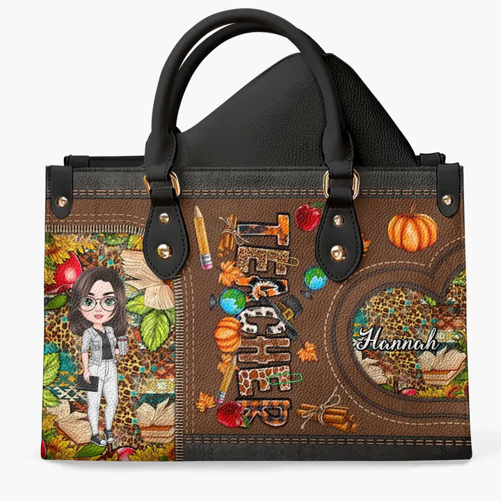 Personalized Custom Leather Bag - Teacher's Day, Birthday Gift For Teacher - Teacher Fall