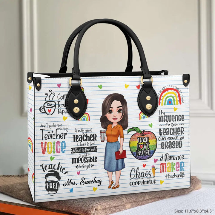 Personalized Custom Leather Bag - Teacher's Day Gift For Teacher - Difference Maker