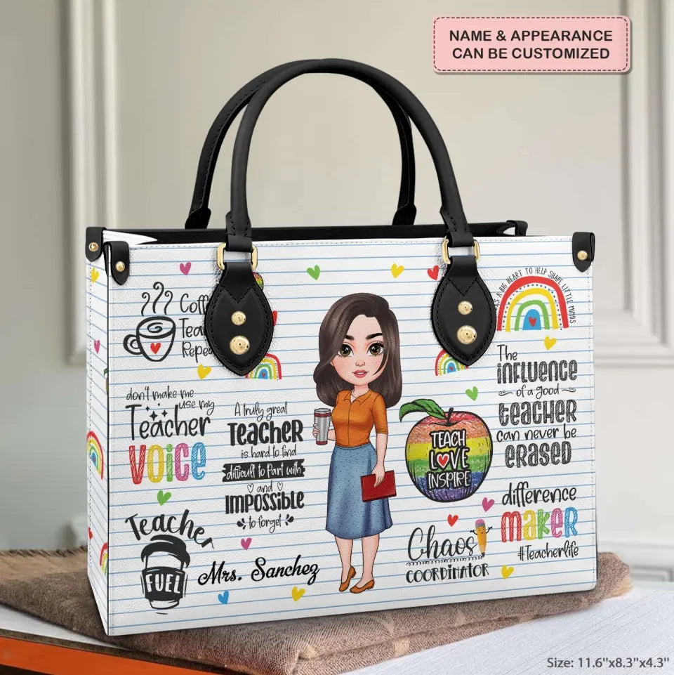 Personalized Custom Leather Bag - Teacher's Day Gift For Teacher - Difference Maker