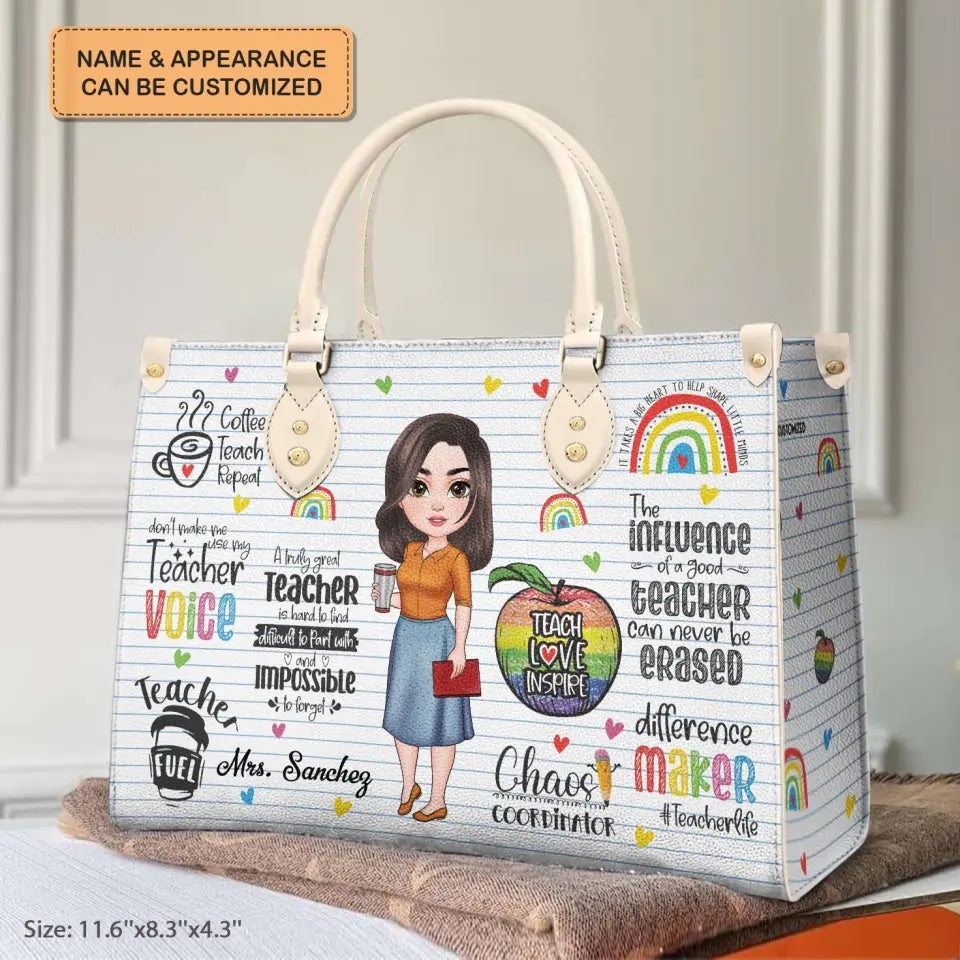 Personalized Custom Leather Bag - Teacher's Day Gift For Teacher - Difference Maker
