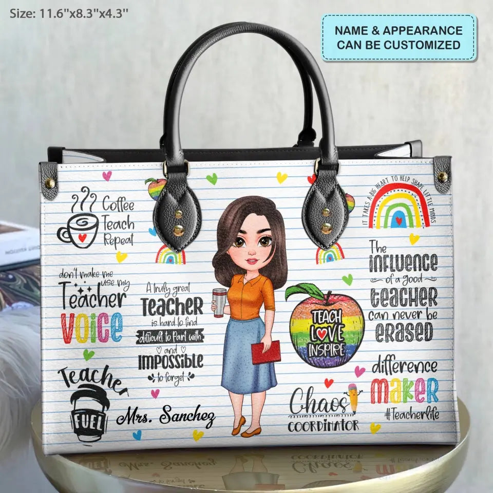 Personalized Custom Leather Bag - Teacher's Day Gift For Teacher - Difference Maker