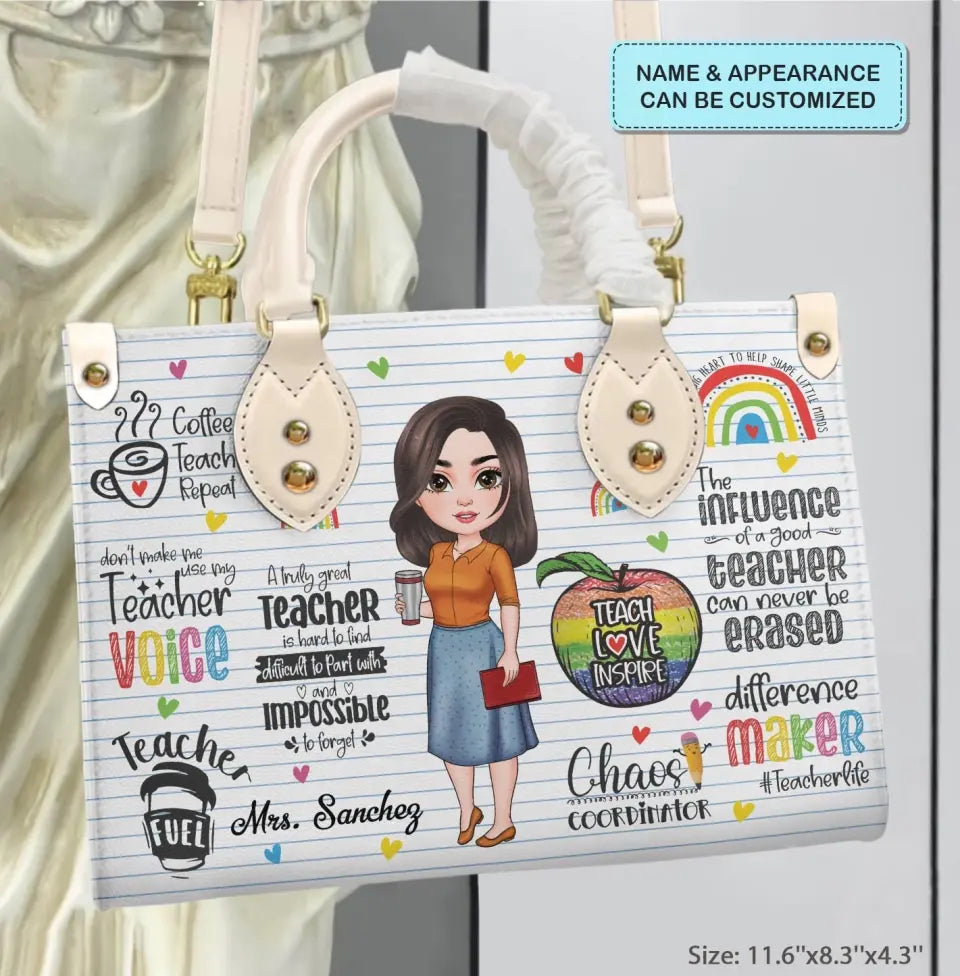 Personalized Custom Leather Bag - Teacher's Day Gift For Teacher - Difference Maker