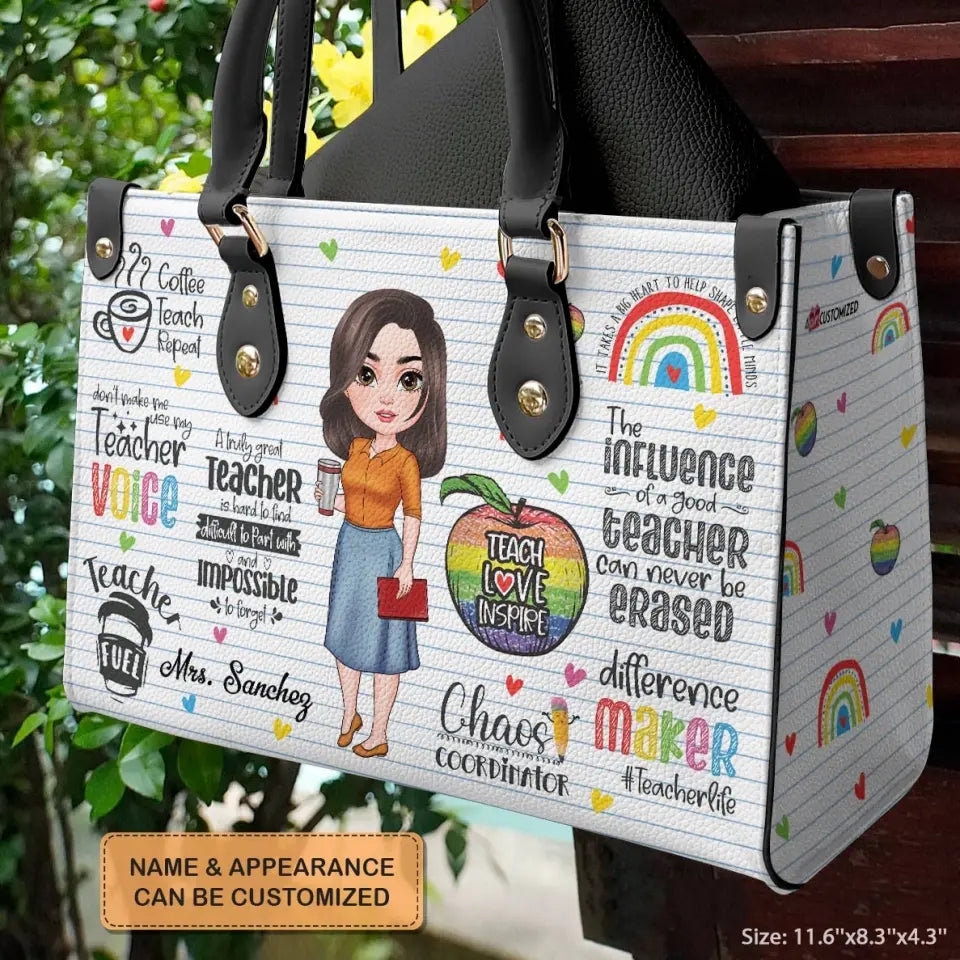 Personalized Custom Leather Bag - Teacher's Day Gift For Teacher - Difference Maker