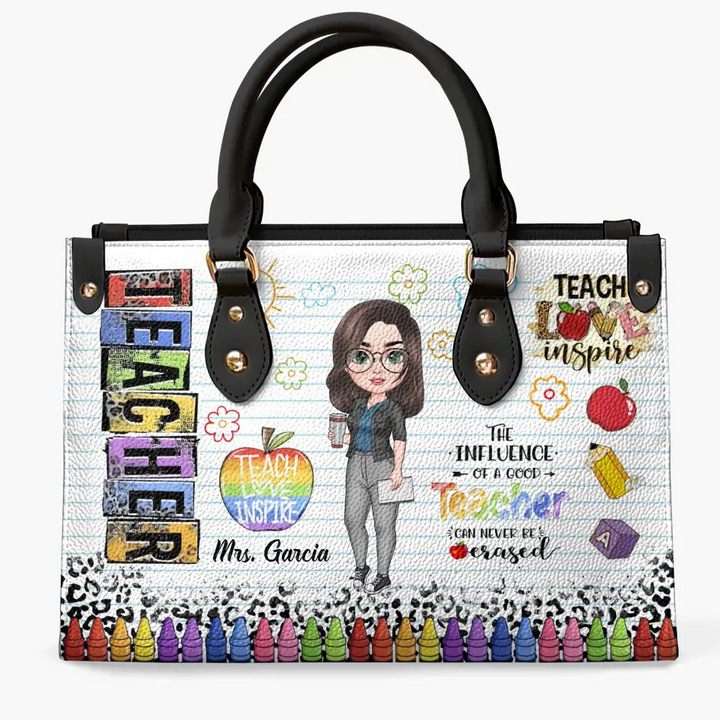 Personalized Custom Leather Bag - Teacher's Day, Birthday Gift For Teacher - Teach Love Inspire V2
