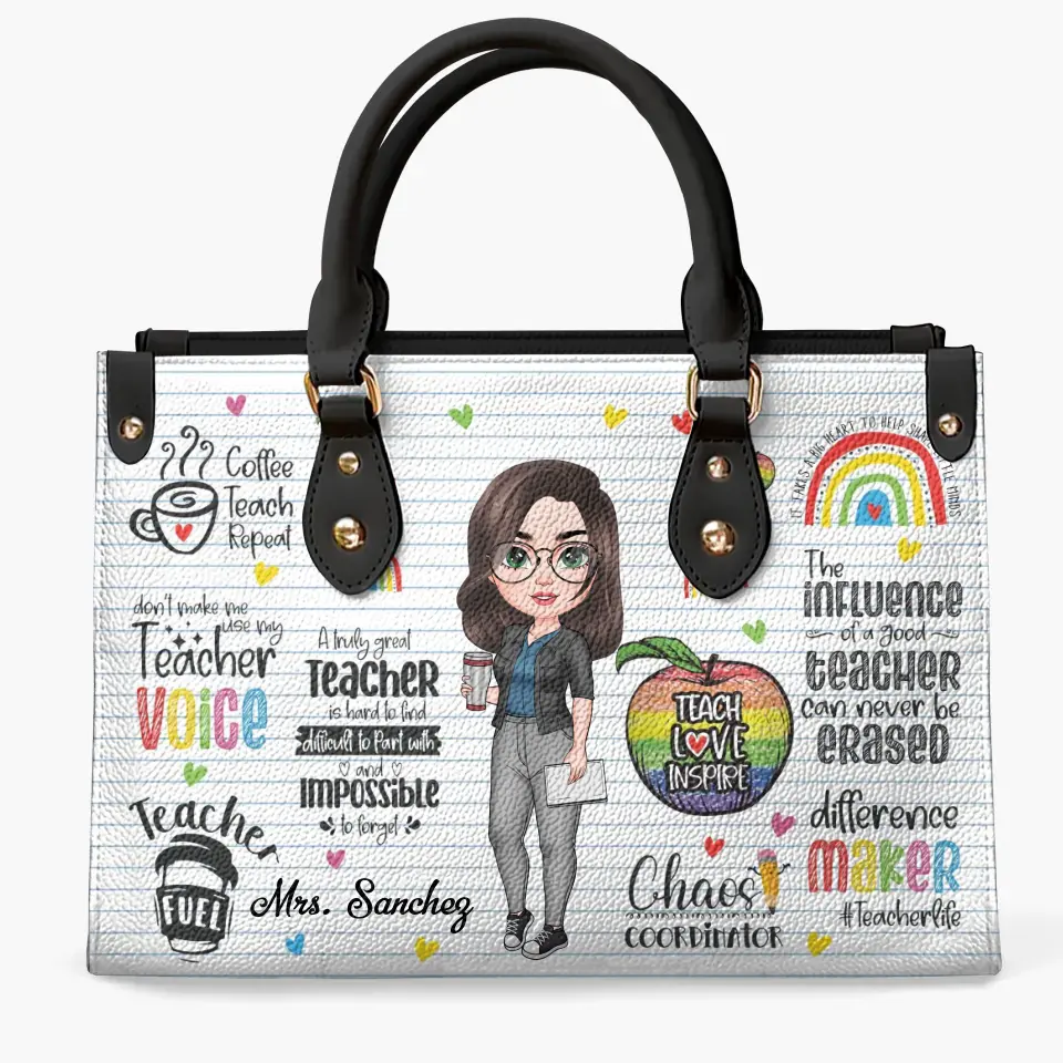 Personalized Custom Leather Bag - Teacher's Day Gift For Teacher - Difference Maker