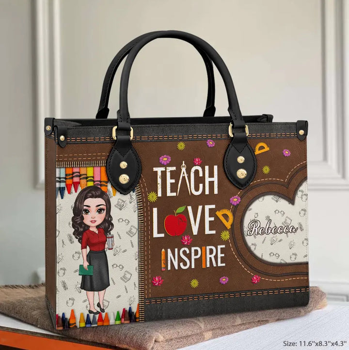 Personalized Custom Leather Bag - Teacher's Day Gift For Teacher - Teach Love Inspire V4